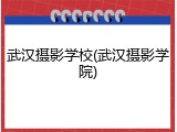 武汉摄影学校(武汉摄影学院)