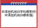 丰泽挖机培训学校哪家好(丰泽挖机培训哪家强)