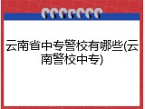 云南省中专警校有哪些(云南警校中专)