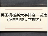 英国机械类大学排名一览表(英国机械大学排名)