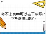 考不上高中可以去干嘛呢("中考落榜出路")