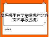 高坪哪里有学挖掘机的地方(高坪学挖掘机)