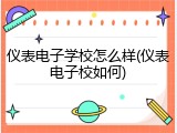 仪表电子学校怎么样(仪表电子校如何)