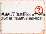洪庙电子信息职业技术学院怎么样(洪庙电子职院如何)