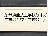 广东省冶金技工学校好不好(广东冶金技工学校如何)