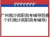 广州南沙高职高考辅导班哪个好(南沙高职高考辅导)