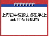 上海初中复读去哪里学(上海初中复读机构)