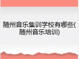 随州音乐集训学校有哪些(随州音乐培训)