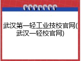 武汉第一轻工业技校官网(武汉一轻校官网)