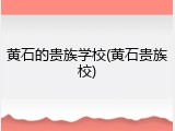 黄石的贵族学校(黄石贵族校)
