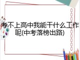 考不上高中我能干什么工作呢(中考落榜出路)
