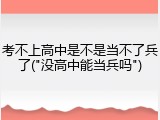 考不上高中是不是当不了兵了("没高中能当兵吗")
