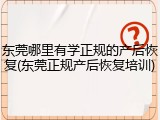 东莞哪里有学正规的产后恢复(东莞正规产后恢复培训)