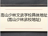 嵩山少林文武学校具体地址(嵩山少林武校地址)