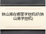 铁山港在哪里学挖机好(铁山港学挖机)