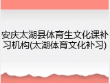 安庆太湖县体育生文化课补习机构(太湖体育文化补习)