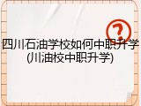 四川石油学校如何中职升学(川油校中职升学)