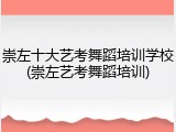 崇左十大艺考舞蹈培训学校(崇左艺考舞蹈培训)