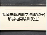 邹城电商培训学校哪家好(邹城电商培训优选)