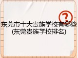 东莞市十大贵族学校有哪些(东莞贵族学校排名)