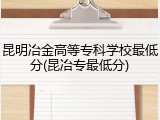 昆明冶金高等专科学校最低分(昆冶专最低分)