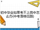 初中毕业如果考不上高中怎么办(中考落榜出路)