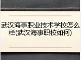 武汉海事职业技术学校怎么样(武汉海事职校如何)
