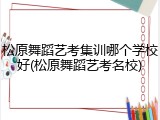 松原舞蹈艺考集训哪个学校好(松原舞蹈艺考名校)