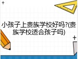 小孩子上贵族学校好吗?(贵族学校适合孩子吗)