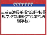 武威古浪县单招培训学校正规学校有那些(古浪单招培训学校)