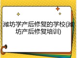 潍坊学产后修复的学校(潍坊产后修复培训)