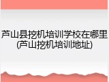 芦山县挖机培训学校在哪里(芦山挖机培训地址)