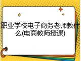 职业学校电子商务老师教什么(电商教师授课)