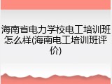 海南省电力学校电工培训班怎么样(海南电工培训班评价)