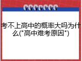考不上高中的概率大吗为什么("高中难考原因")