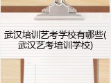 武汉培训艺考学校有哪些(武汉艺考培训学校)