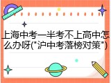 上海中考一半考不上高中怎么办呀("沪中考落榜对策")