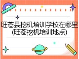 旺苍县挖机培训学校在哪里(旺苍挖机培训地点)