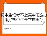 初中生怕考不上高中怎么办呢("初中生升学焦虑")