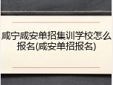 咸宁咸安单招集训学校怎么报名(咸安单招报名)
