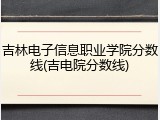 吉林电子信息职业学院分数线(吉电院分数线)