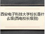 西安电子科技大学校长是什么级(西电校长级别)