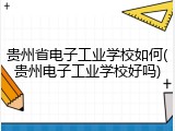 贵州省电子工业学校如何(贵州电子工业学校好吗)