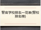 警官学校排名一览表(警校排名榜)