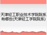天津轻工职业技术学院院系有哪些(天津轻工学院院系)