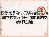松原前郭尔罗斯数控编程培训学校哪家好点(前郭数控编程培训)