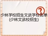 少林学校招生文武学校名单(少林文武校招生)