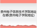 贵州电子信息技术学院地址在哪(贵州电子学院地址)
