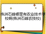 株洲石峰哪里有农业技术学校啊(株洲石峰农技校)