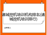 诸城挖机培训机构排名(诸城挖机培训排行)